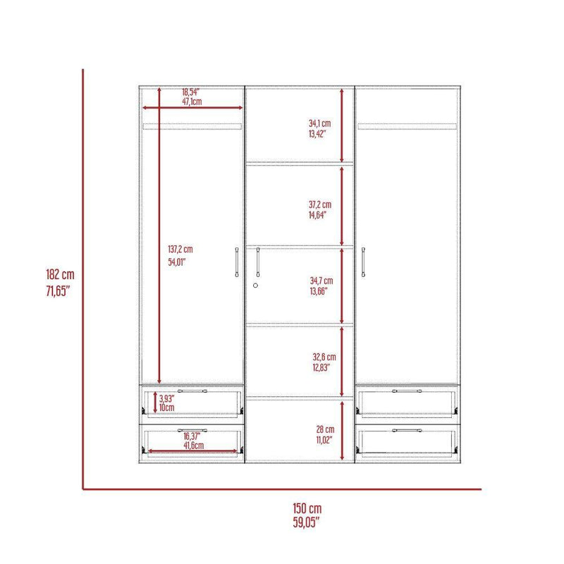 Closet Dominic 182 Cm X 150 Cm X 48 Cm - Bylmo