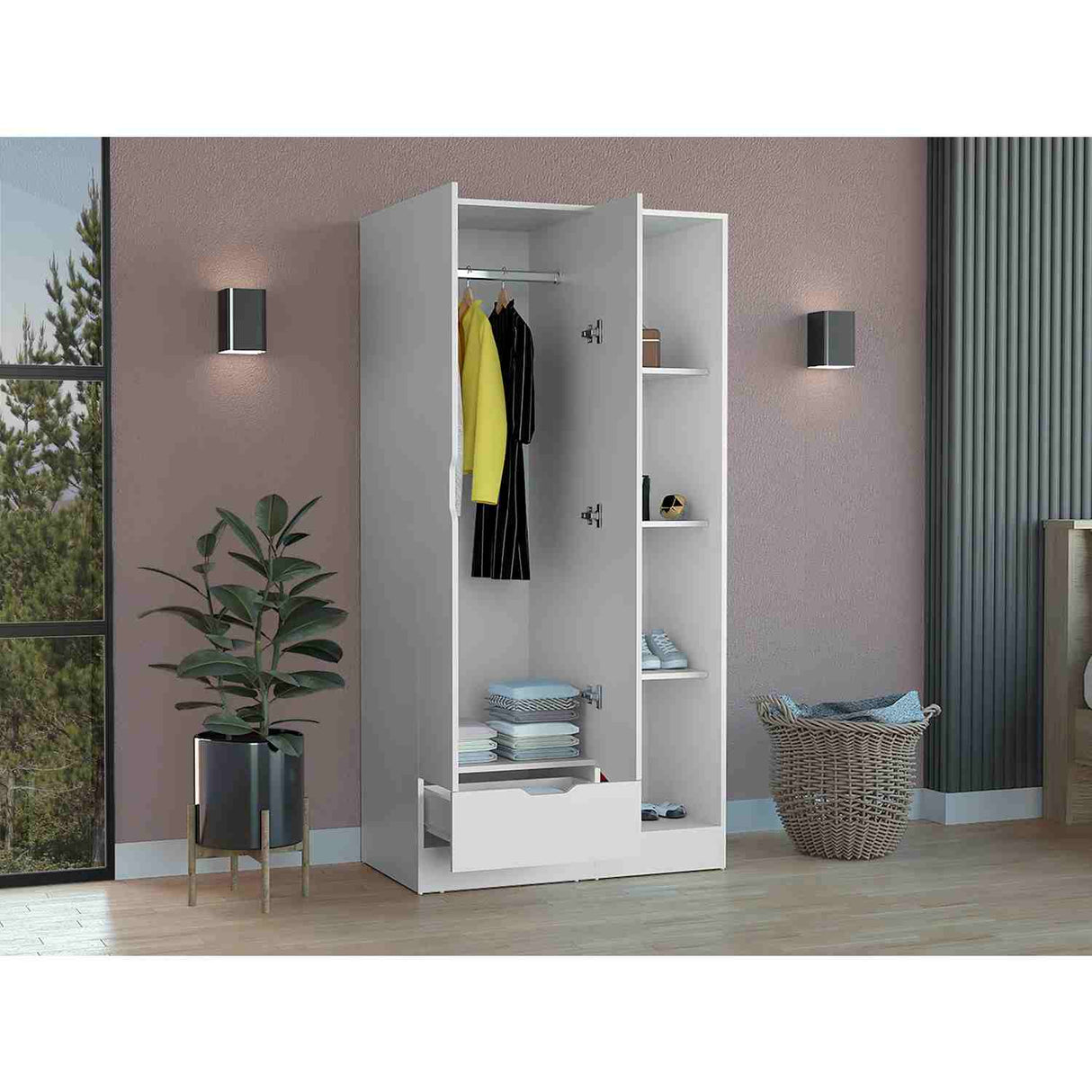 Closet Éclat Blanco 90 cm con Dos Puertas y Un Cajón - Closets | Bylmo