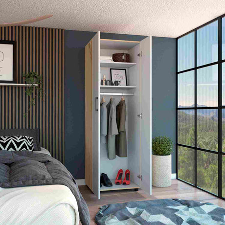 Closet Eter Blanco 60 cm con Dos Puertas, Entrepaños y Colgadero - Closets | Bylmo