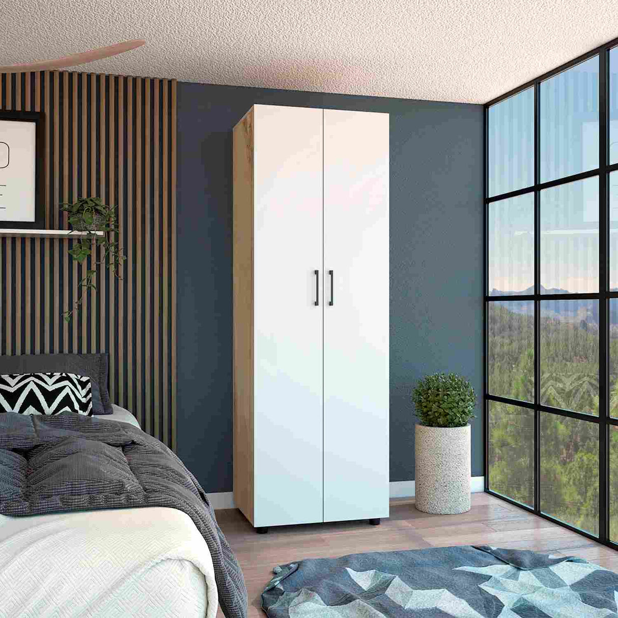 Closet Eter Blanco 60 cm con Dos Puertas, Entrepaños y Colgadero - Closets | Bylmo