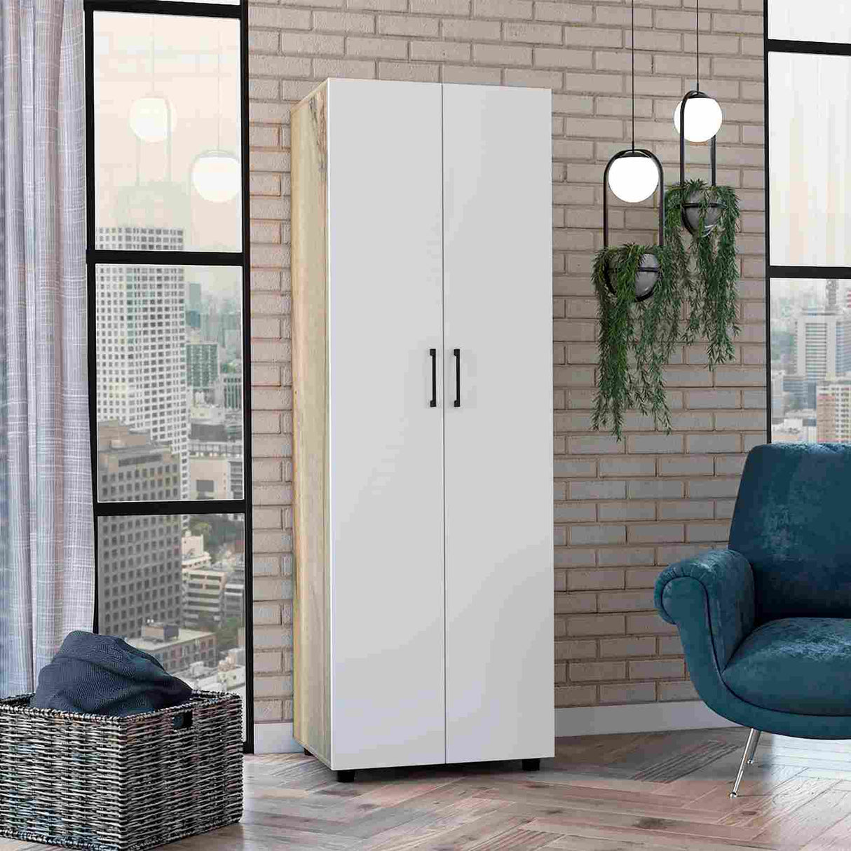 Closet Eter Blanco 60 cm con Dos Puertas, Entrepaños y Colgadero - Closets | Bylmo