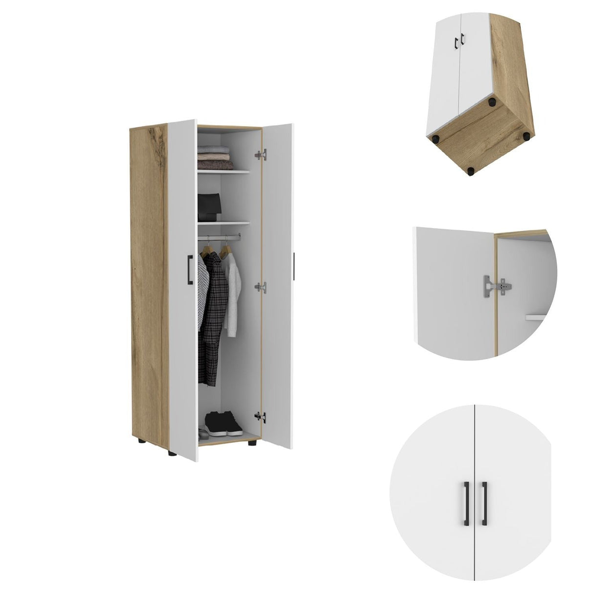 Closet Eter Blanco 60 cm con Dos Puertas, Entrepaños y Colgadero - Closets | Bylmo