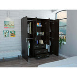 Closet Fontan Wengue 150 cm con Cuatro Puertas y Tres Cajones - Closets | Bylmo