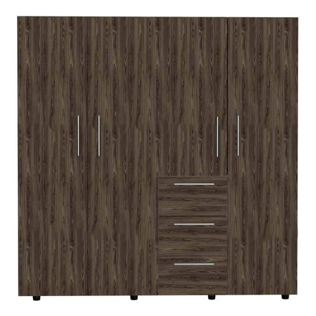 Closet Harlem Coñac 180 cm con Cuatro Puertas y Tres Cajones - Closets | Bylmo