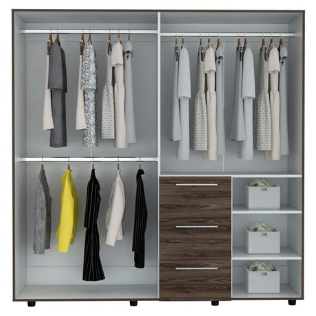 Closet Harlem Coñac 180 cm con Cuatro Puertas y Tres Cajones - Closets | Bylmo