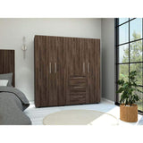 Closet Harlem Coñac 180 cm con Cuatro Puertas y Tres Cajones - Closets | Bylmo