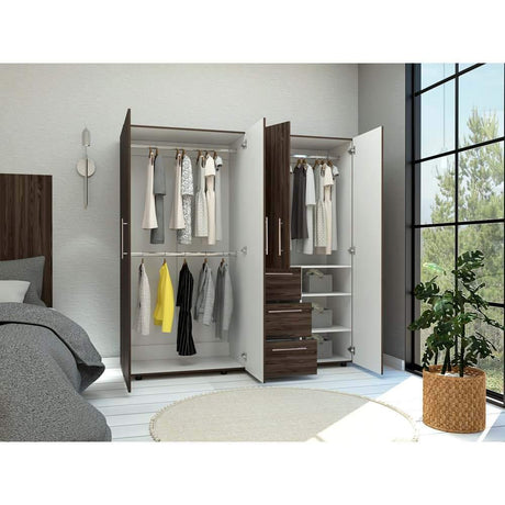 Closet Harlem Coñac 180 cm con Cuatro Puertas y Tres Cajones - Closets | Bylmo