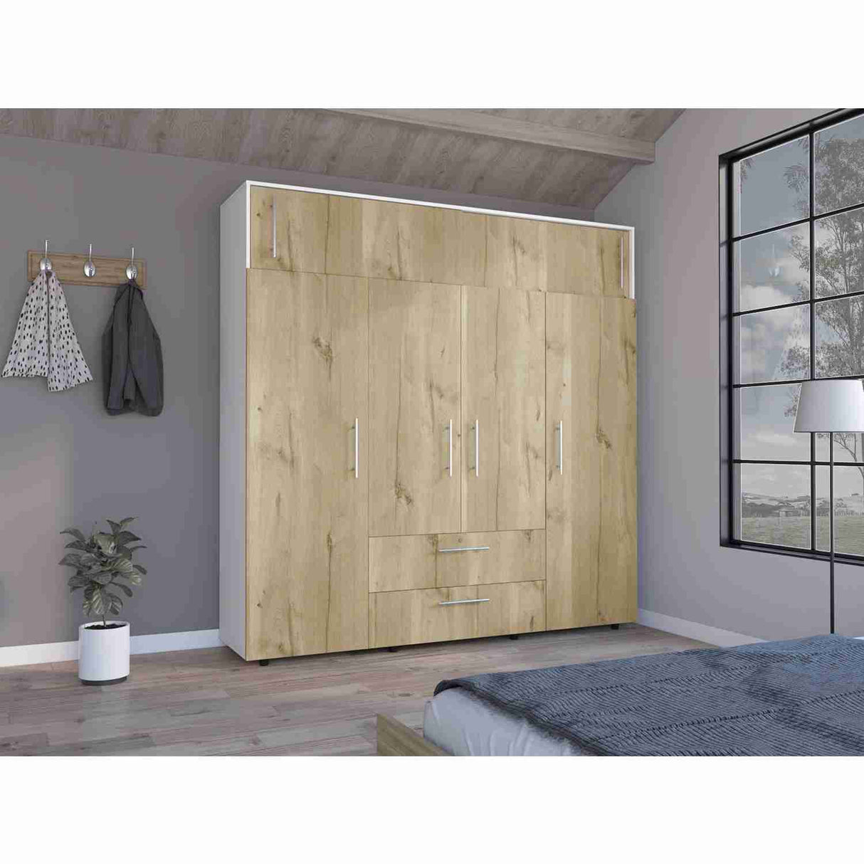 Closet Hogar Basic Duna 200 cm con Dos Cajones y Colgadero de Ropa - Closets | Bylmo