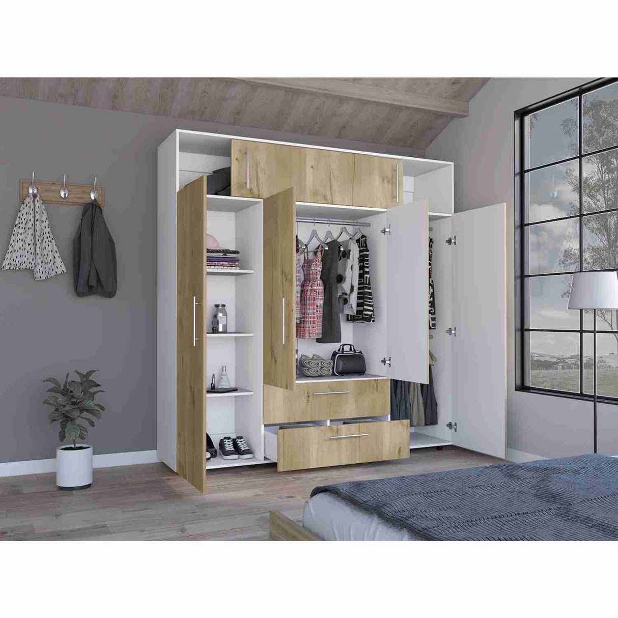 Closet Hogar Basic Duna 200 cm con Dos Cajones y Colgadero de Ropa - Closets | Bylmo