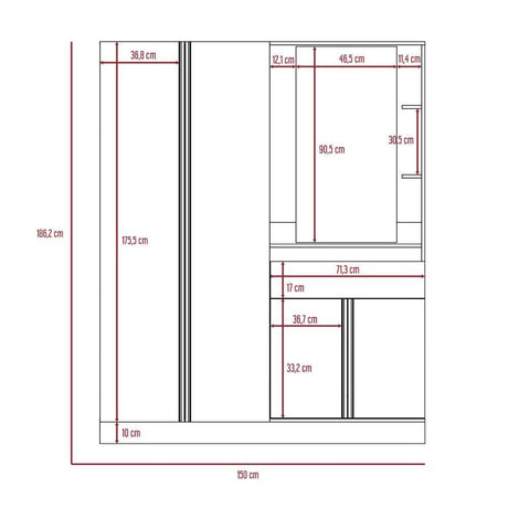 Closet Kamelot Gales 150 cm con Espejo,Cuatro Puertas y Un Cajón - Closets | Bylmo