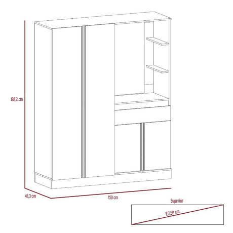 Closet Kamelot Gales 150 cm con Espejo,Cuatro Puertas y Un Cajón - Closets | Bylmo