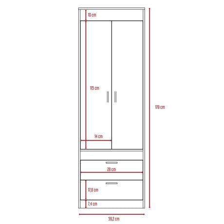 Closet Lisboa Wengue 59.2x179cm con 2 Cajones sin Entrepaños - Closets | Bylmo