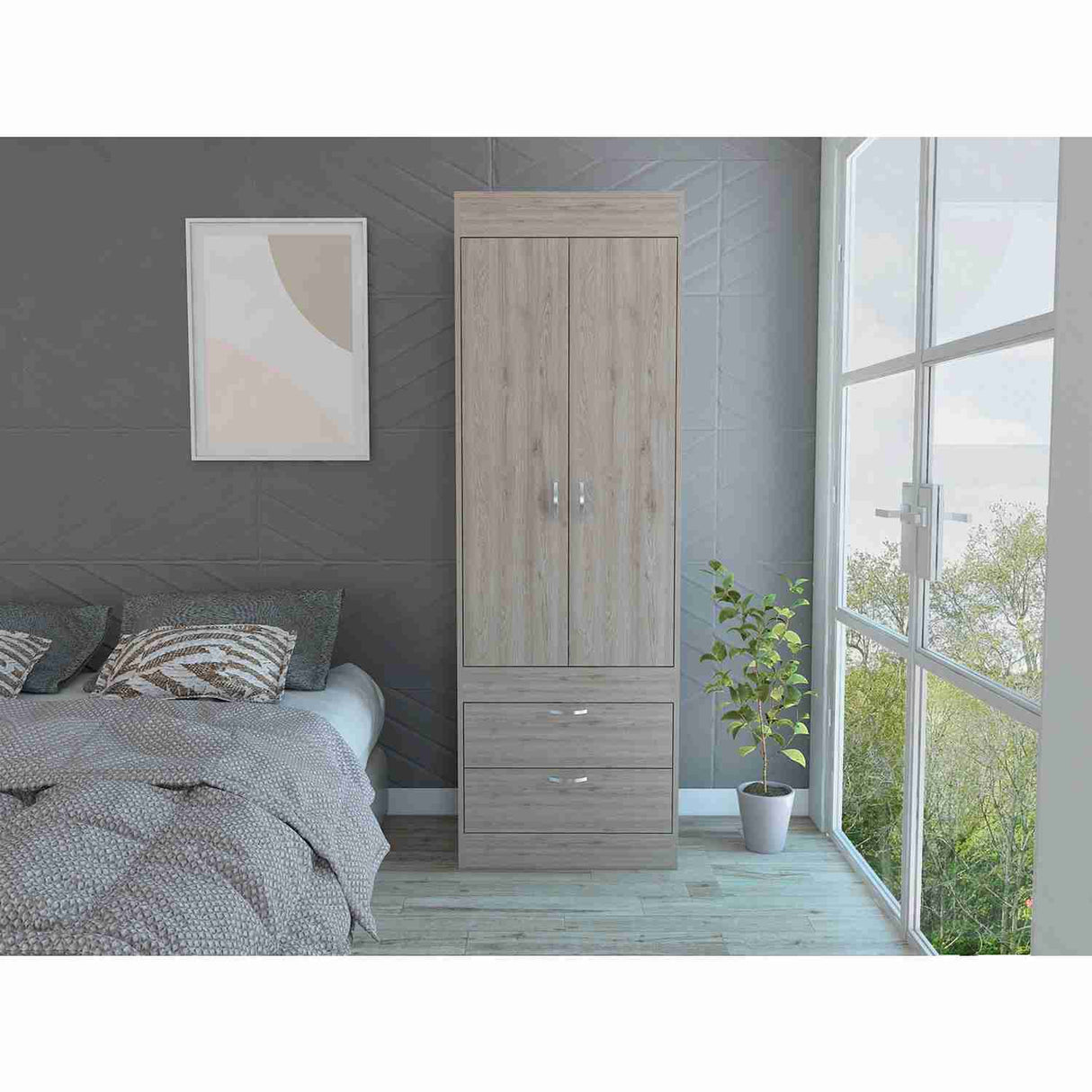 Closet Lisboa Ceniza 59x179cm con 2 Cajones sin Entrepaños - Closets | Bylmo