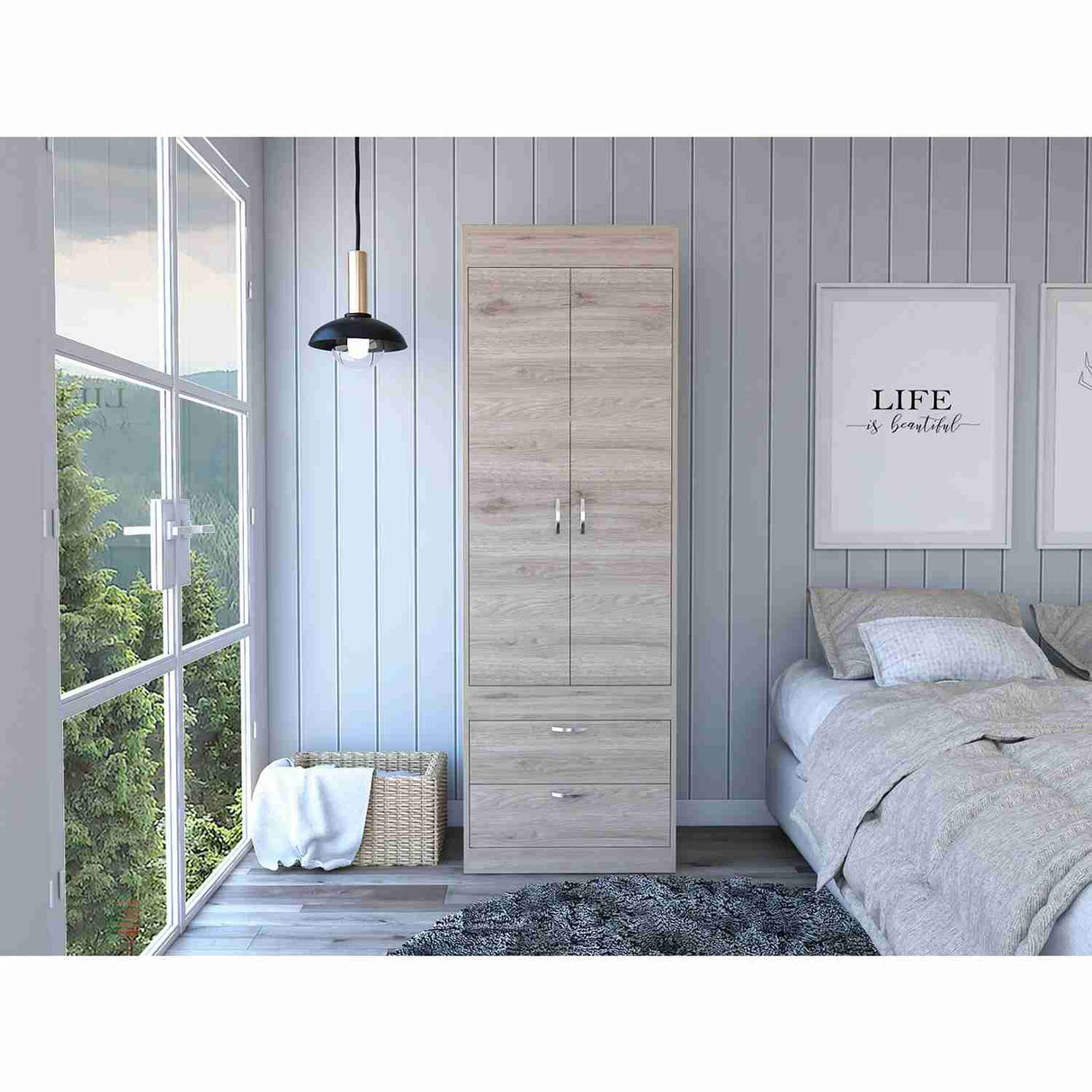 Closet Lisboa Ceniza 59x179cm con 2 Cajones sin Entrepaños - Closets | Bylmo