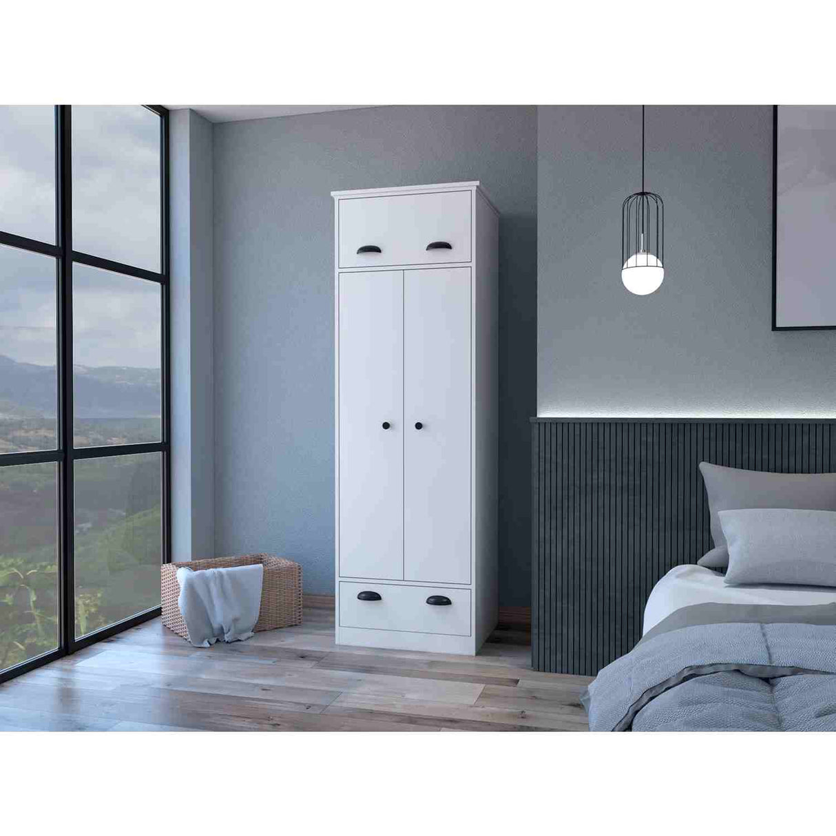 Closet Blanco 59x179cm con 2 Cajones con 1 Entrepaños - Closets | Bylmo