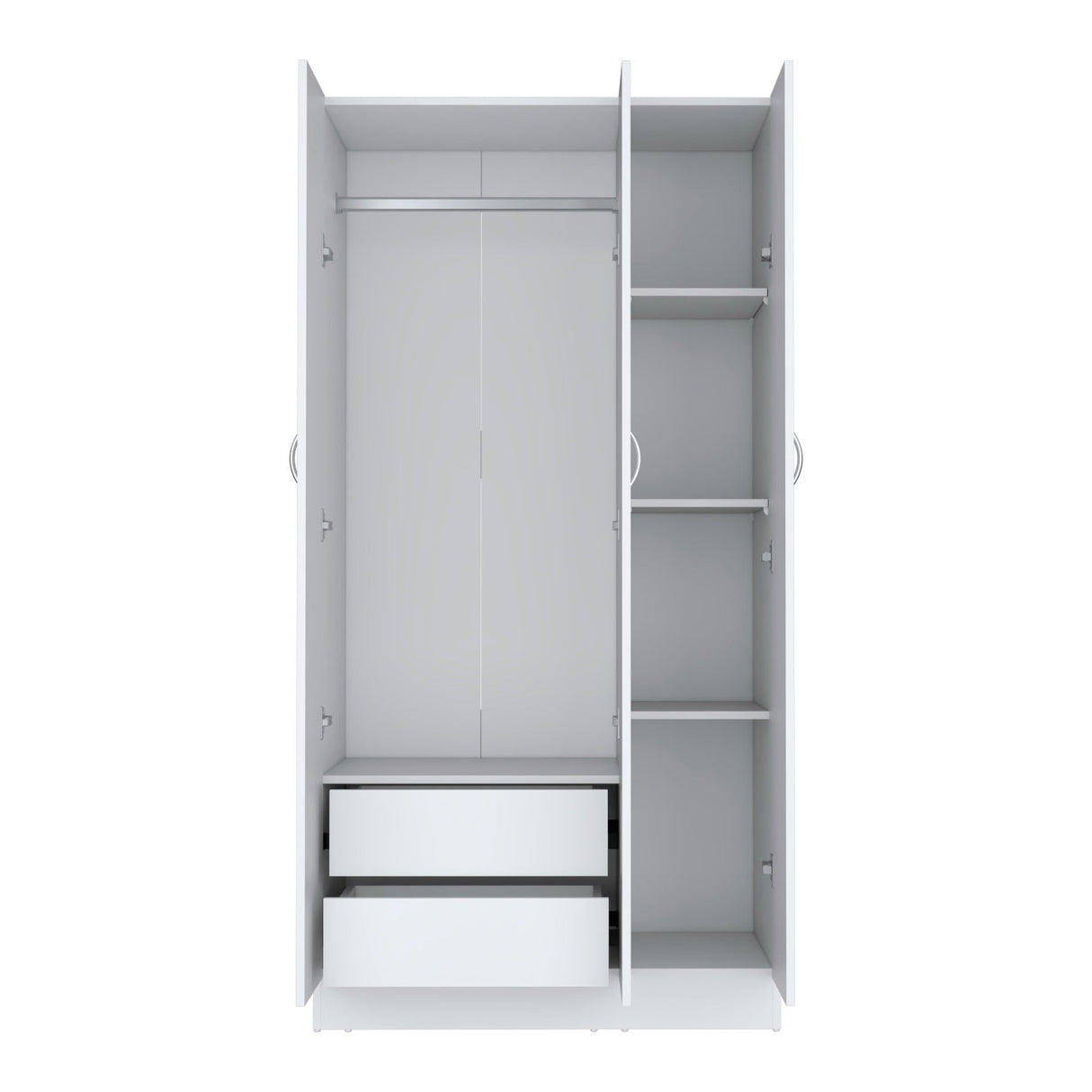 Closet Luna Blanco 90 cm con Tres Puertas y Dos Cajones - Closets | Bylmo