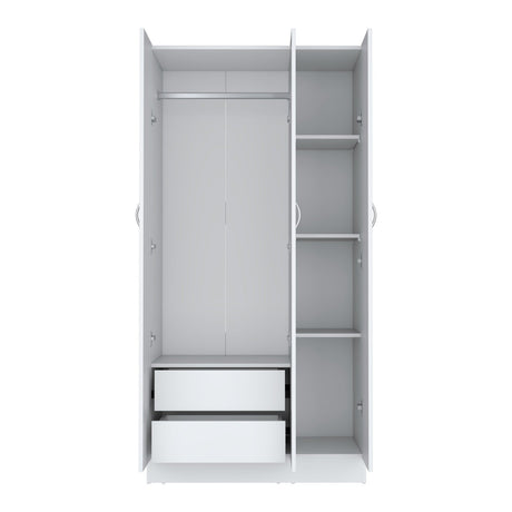 Closet Luna Blanco 90 cm con Tres Puertas y Dos Cajones - Closets | Bylmo