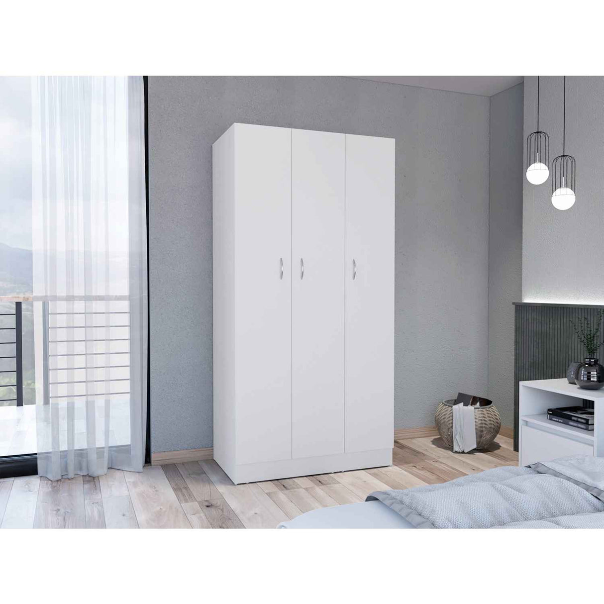 Closet Luna Blanco 90 cm con Tres Puertas y Dos Cajones - Closets | Bylmo