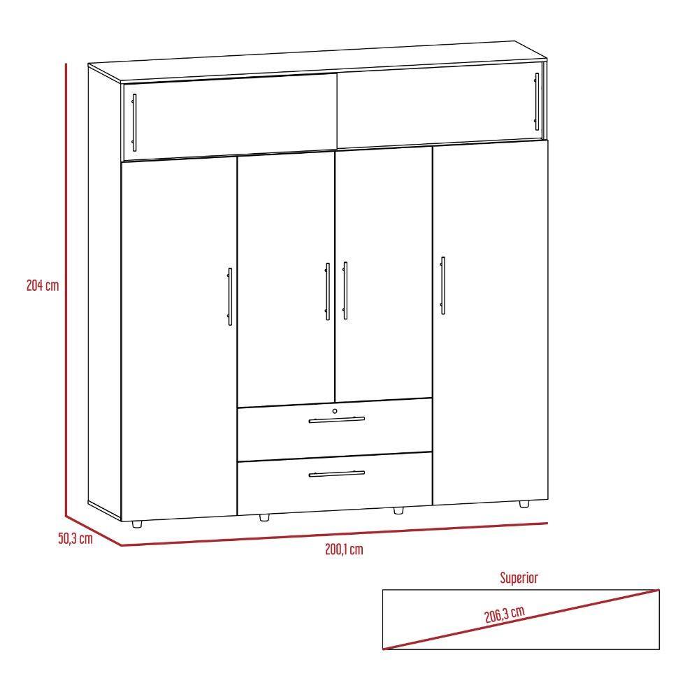 Closet Luque Wengue 200x204cm con 3 Cajones con 3 Entrepaños - Closets | Bylmo