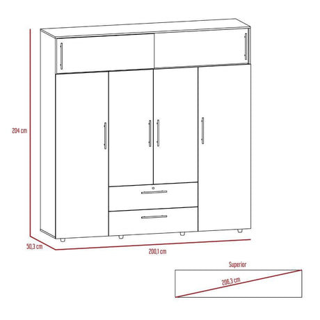 Closet Luque Wengue 200x204cm con 3 Cajones con 3 Entrepaños - Closets | Bylmo