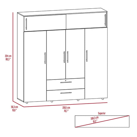 Closet Luque Bellota 200 cm Con Dos Cajones y Colgadero de Ropa - Closets | Bylmo