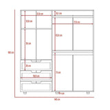 Closet Magno Wengue 140 cm con Cuatro Puertas y Tres Cajones - Closets | Bylmo