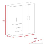 Closet Magno Wengue 140 cm con Cuatro Puertas y Tres Cajones - Closets | Bylmo
