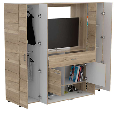 Closet Manila Duna 198.4x179.9cm con 1 Cajones con 4 Entrepaños con Espacio para TV - Closets | Bylmo