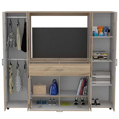 Closet Manila Duna 198.4x179.9cm con 1 Cajones con 4 Entrepaños con Espacio para TV - Closets | Bylmo