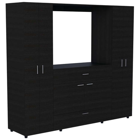 Closet Manila Wengue 198.4x179.9cm con 2 Cajones con 5 Entrepaños con Espacio para TV - Closets | Bylmo