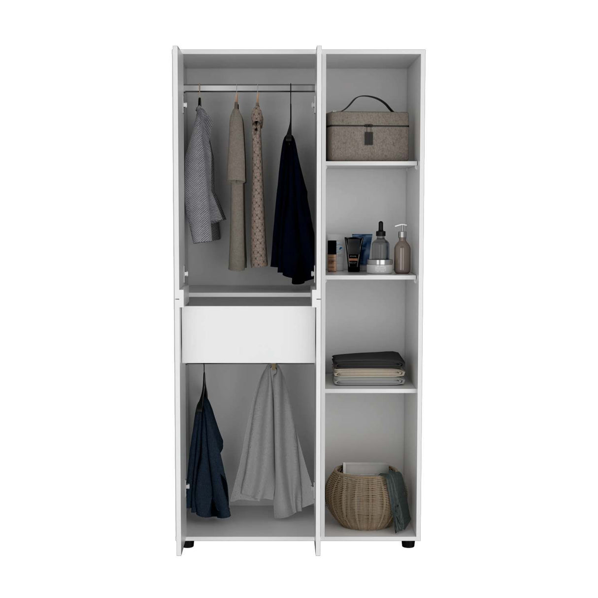 Closet Misuri Blanco 182 cm Con Colgadero de Ropa y Un Cajón - Closets | Bylmo