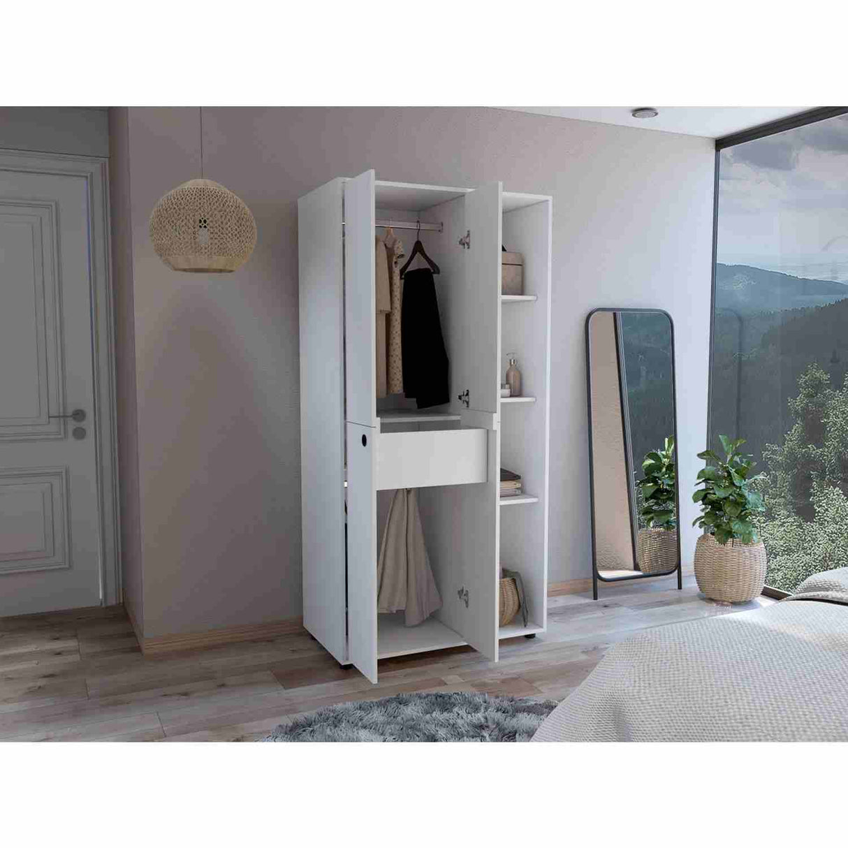 Closet Misuri Blanco 182 cm Con Colgadero de Ropa y Un Cajón - Closets | Bylmo