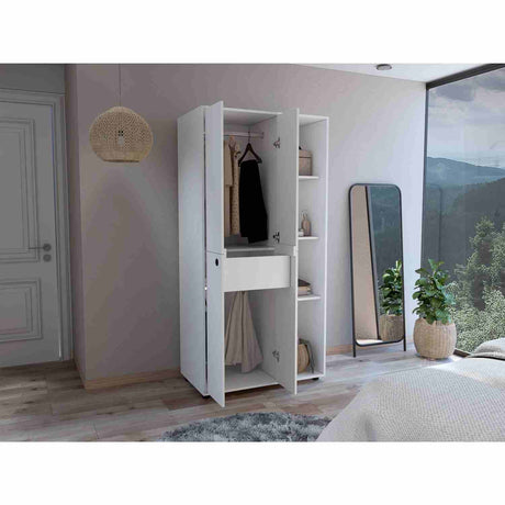 Closet Misuri Blanco 182 cm Con Colgadero de Ropa y Un Cajón - Closets | Bylmo
