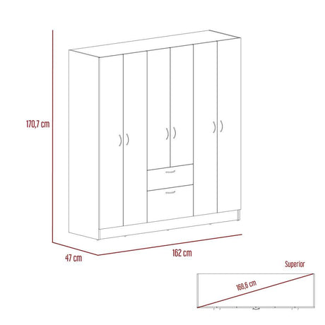 Closet Mitú Ceniza 162 cm con Siete Puertas y un Cajón - Closets | Bylmo