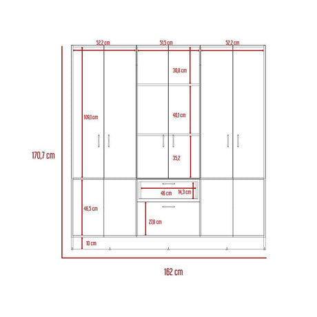 Closet Mitú Ceniza 162 cm con Siete Puertas y un Cajón - Closets | Bylmo