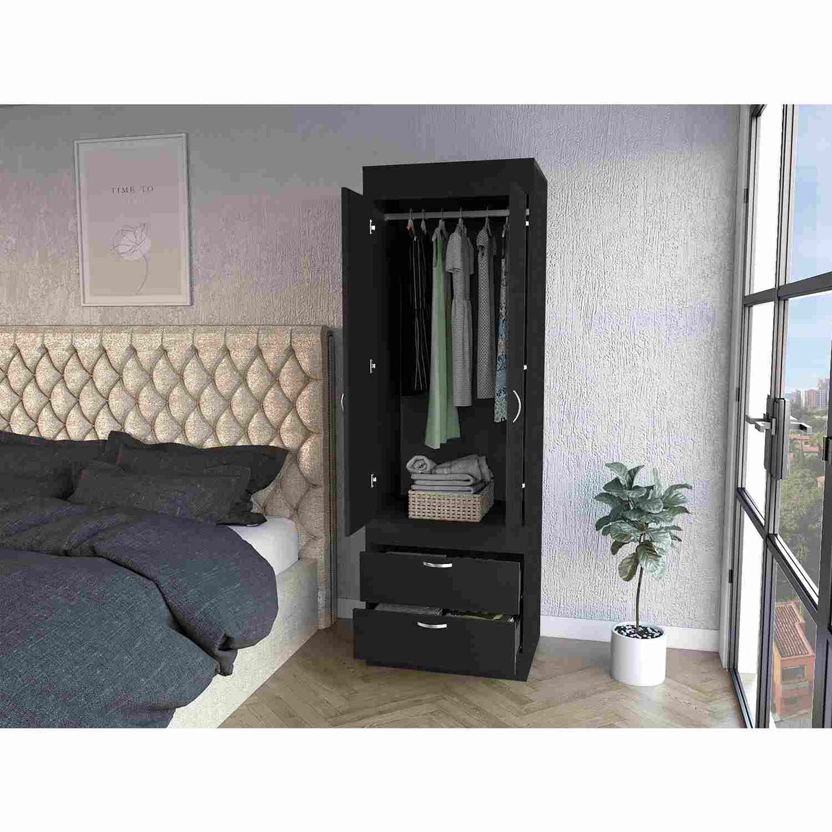 Closet Nocturne Wengue 59 cm con Dos Puertas y Un Cajón - Closets | Bylmo