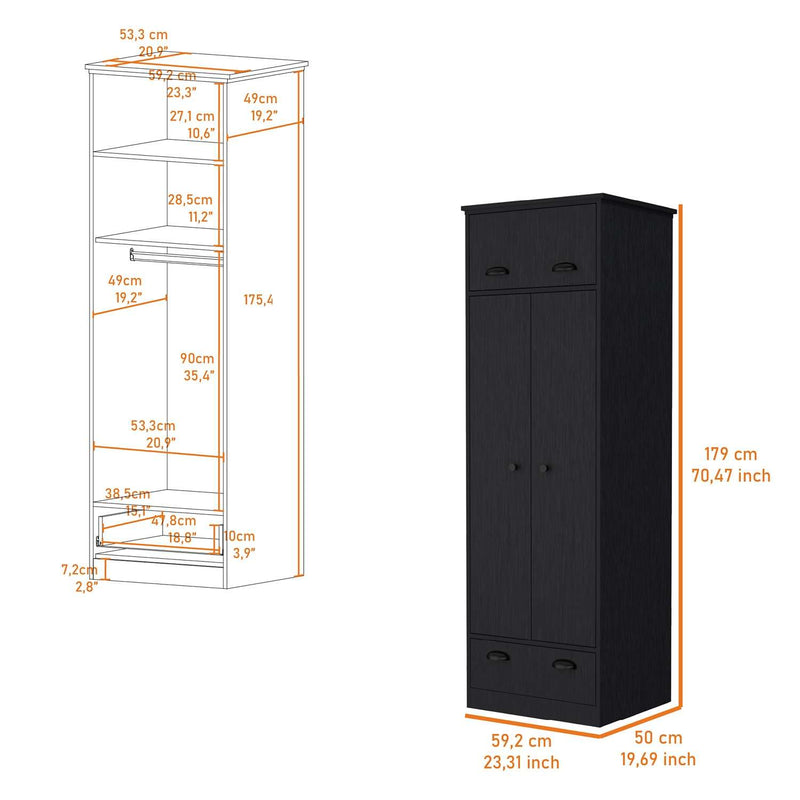 Closet Nocturne Wengue 59 cm con Un Cajón