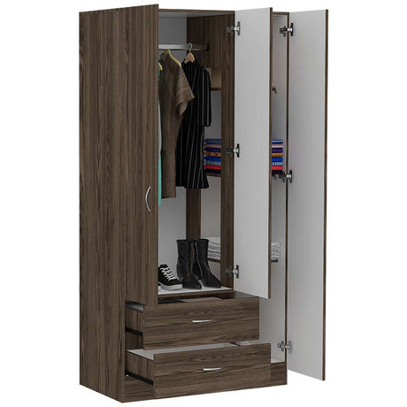 Closet Oporto Coñac 89 cm con Tres Puertas y Dos Cajones - Closets | Bylmo
