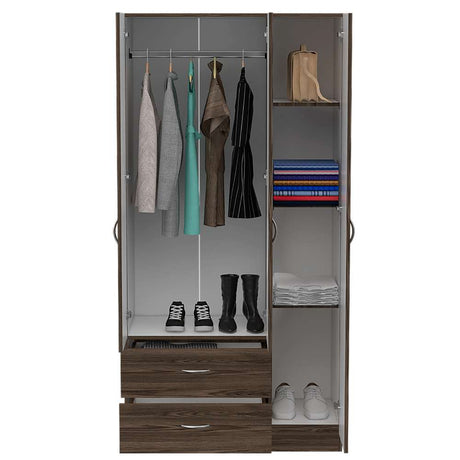 Closet Oporto Coñac 89 cm con Tres Puertas y Dos Cajones - Closets | Bylmo