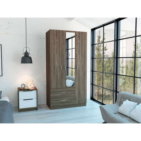 Closet Oporto Coñac 89 cm con Tres Puertas y Dos Cajones - Closets | Bylmo