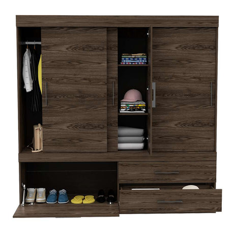 Closet Portofino Coñac 180 cm con Cinco Puertas y Dos Cajones - Closets | Bylmo