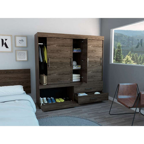 Closet Portofino Coñac 180 cm con Cinco Puertas y Dos Cajones - Closets | Bylmo