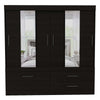 Closet Portofino Wengue 180 cm con Espejo, Cinco Puertas y Dos Cajones