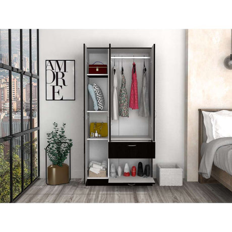 Closet Primavera Wengue 81.9x170.8cm con 2 Cajones con 3 Entrepaños - Closets | Bylmo