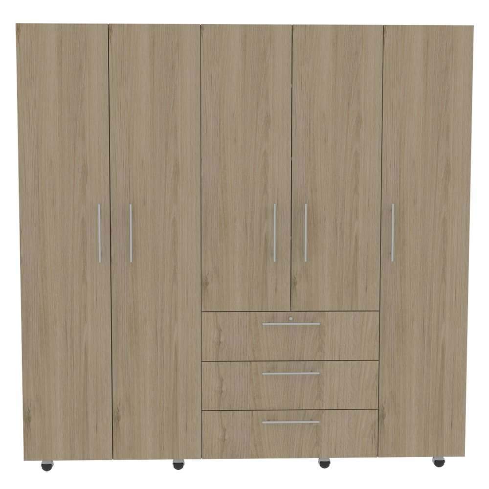 Closet Serrat Rovere 200 cm con Cinco Puertas y Tres Cajones - Closets | Bylmo