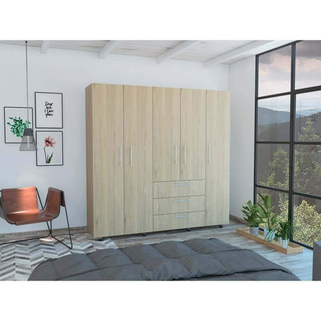 Closet Serrat Rovere 200 cm con Cinco Puertas y Tres Cajones - Closets | Bylmo