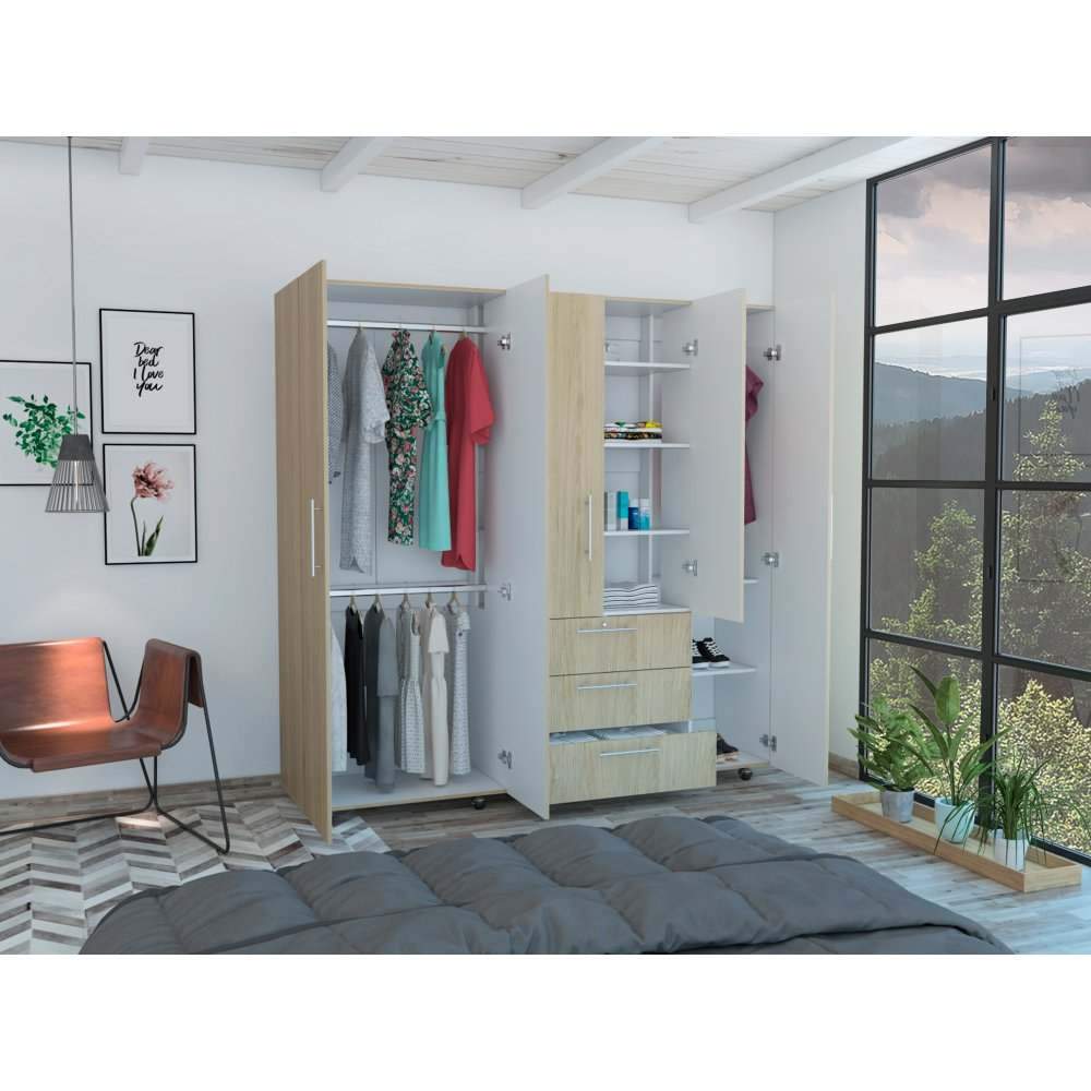 Closet Serrat Rovere 200 cm con Cinco Puertas y Tres Cajones - Closets | Bylmo