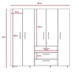 Combo Closet y Silla Bar Serrat Wengue 200 cm con Cinco Puertas y Tres Cajones - Closets | Bylmo