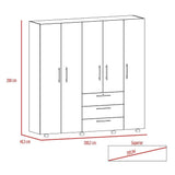 Combo Closet y Silla Bar Serrat Wengue 200 cm con Cinco Puertas y Tres Cajones - Closets | Bylmo