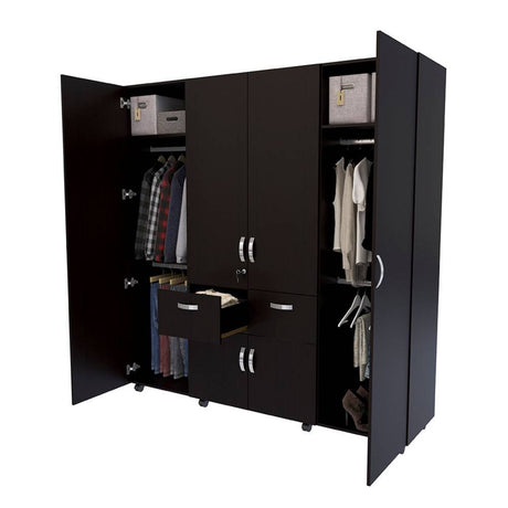 Closet Sevilla Wengue 190.1x200.3cm con 2 Cajones con 2 Entrepaños - Closets | Bylmo